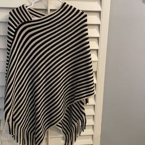 Knit black and white shawl